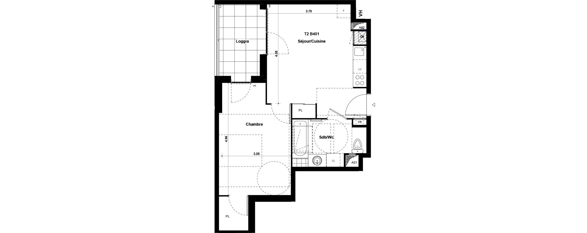 Appartement T2 de 43,14 m2 &agrave; Chamb&eacute;ry Les hauts de chambery