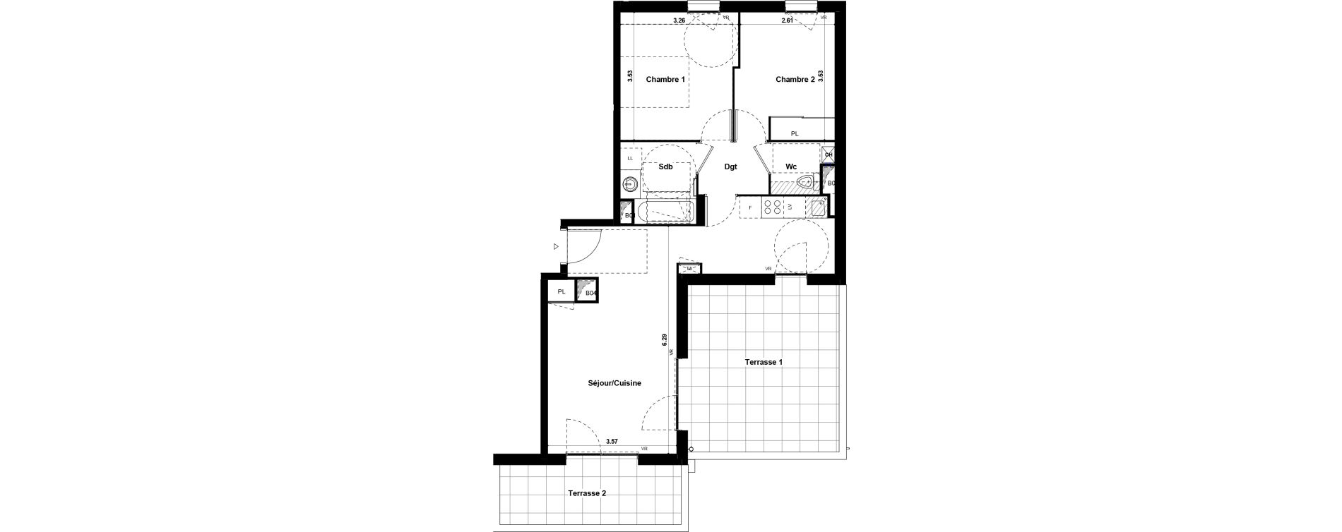 Appartement T3 de 59,72 m2 &agrave; Chamb&eacute;ry Les hauts de chambery