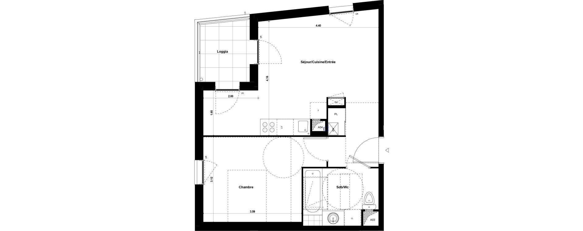 Appartement T2 de 41,65 m2 &agrave; Chamb&eacute;ry Les hauts de chambery