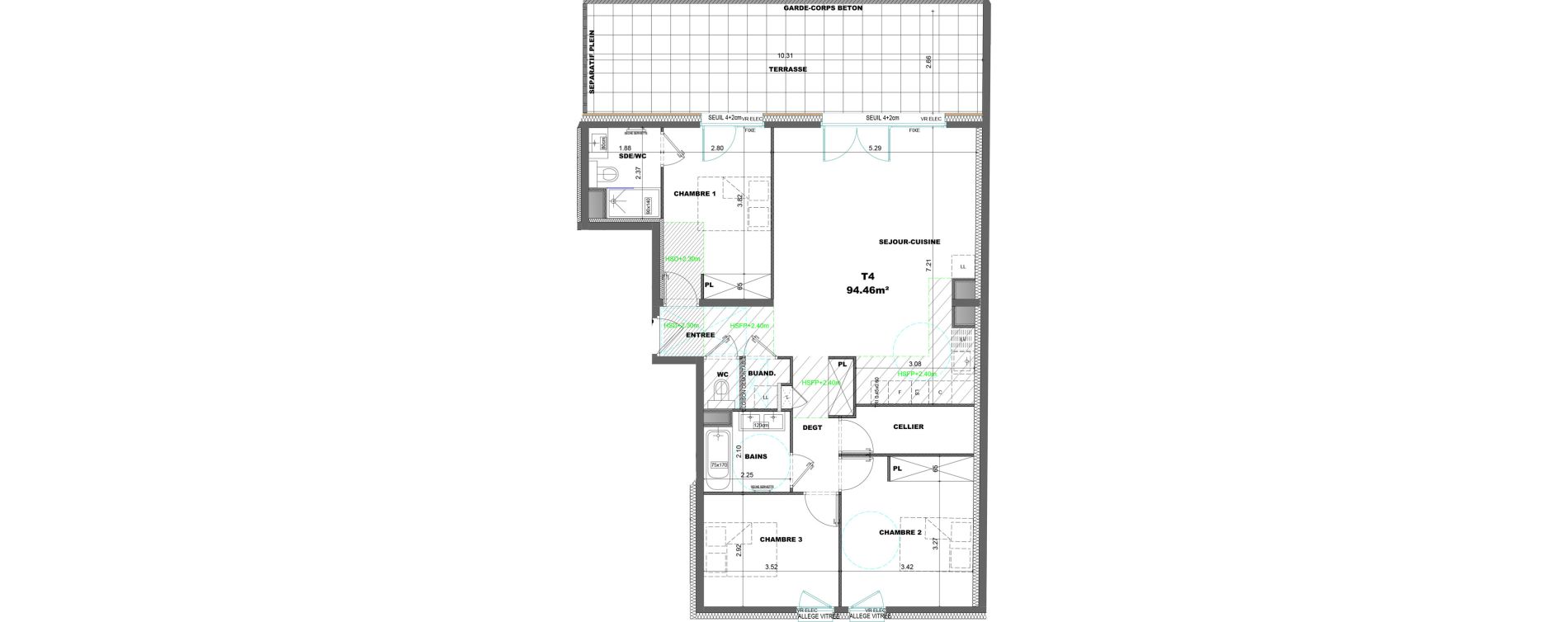 Appartement T4 de 94,46 m2 &agrave; Chamb&eacute;ry Avenue jean-jaur&egrave;s