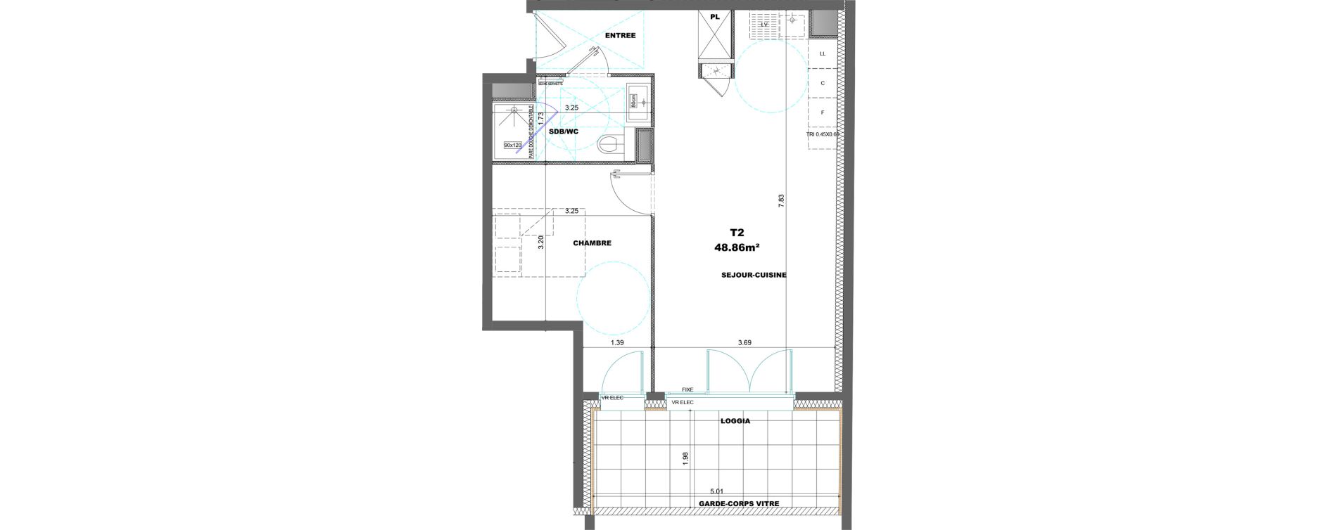 Appartement T2 de 48,86 m2 &agrave; Chamb&eacute;ry Avenue jean-jaur&egrave;s