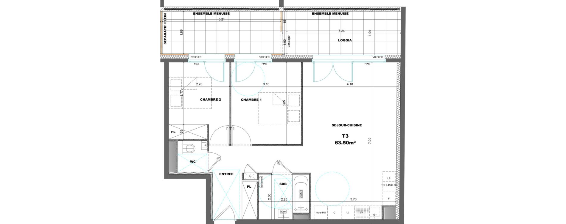 Appartement T3 de 63,50 m2 &agrave; Chamb&eacute;ry Avenue jean-jaur&egrave;s