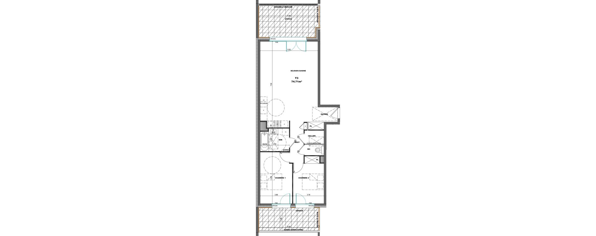 Appartement T3 de 74,71 m2 &agrave; Chamb&eacute;ry Avenue jean-jaur&egrave;s