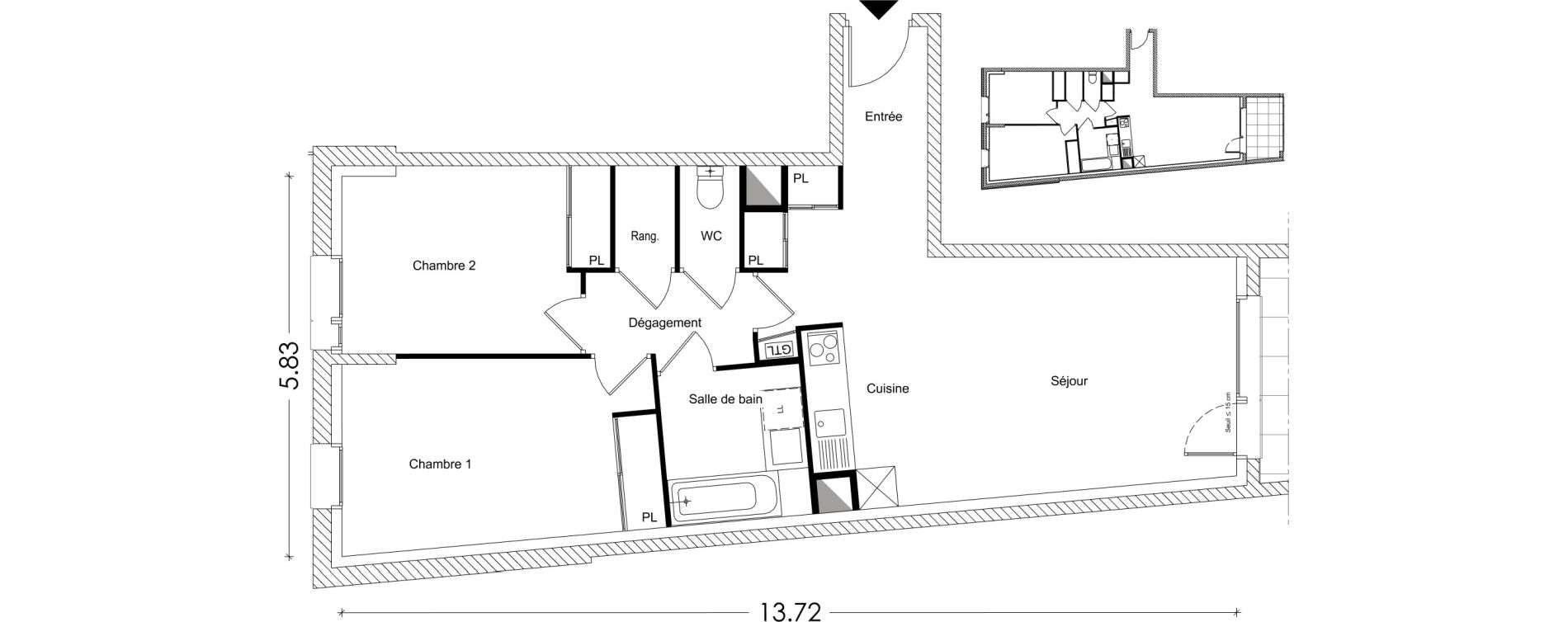 Appartement T3 de 66,86 m2 &agrave; Chamb&eacute;ry Montm&eacute;lian
