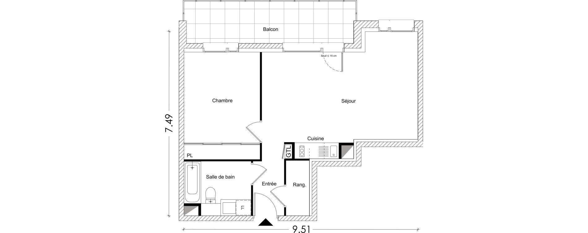 Appartement T2 de 50,88 m2 &agrave; Chamb&eacute;ry Montm&eacute;lian