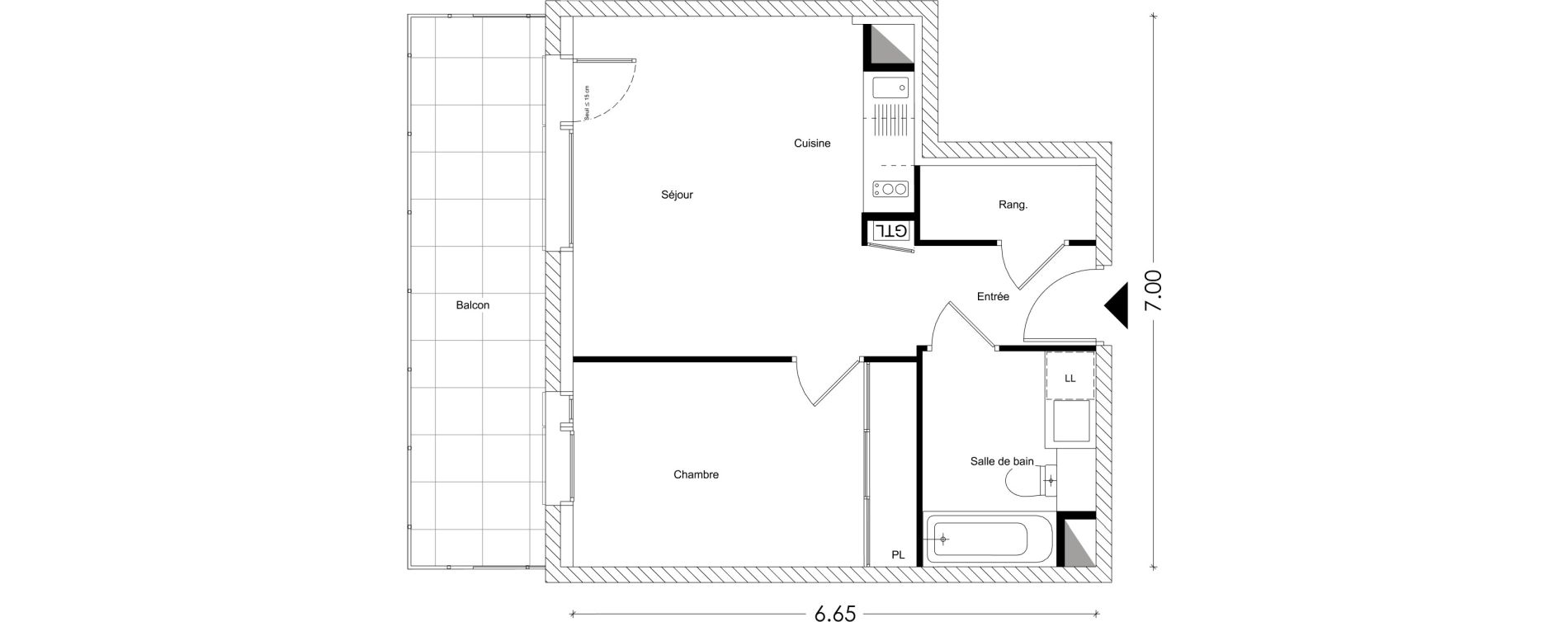 Appartement T2 de 40,21 m2 &agrave; Chamb&eacute;ry Montm&eacute;lian