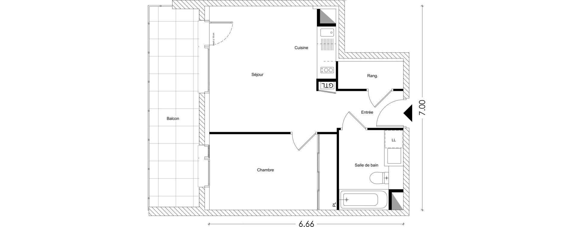 Appartement T2 de 40,20 m2 &agrave; Chamb&eacute;ry Montm&eacute;lian