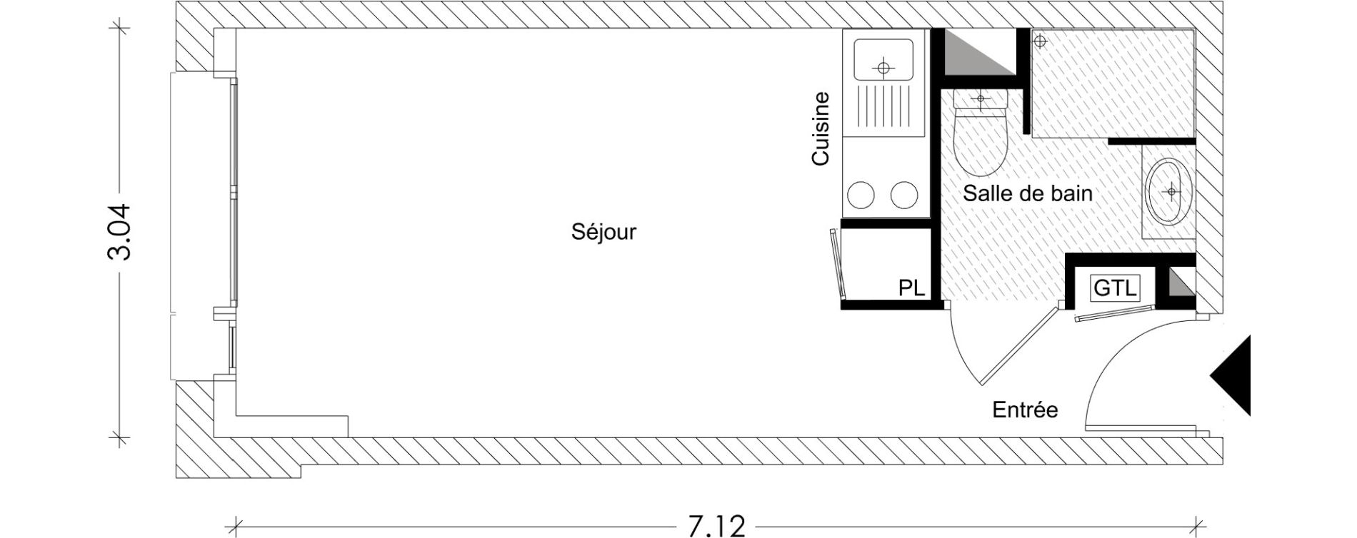 Appartement T1 de 20,50 m2 &agrave; Chamb&eacute;ry Montm&eacute;lian