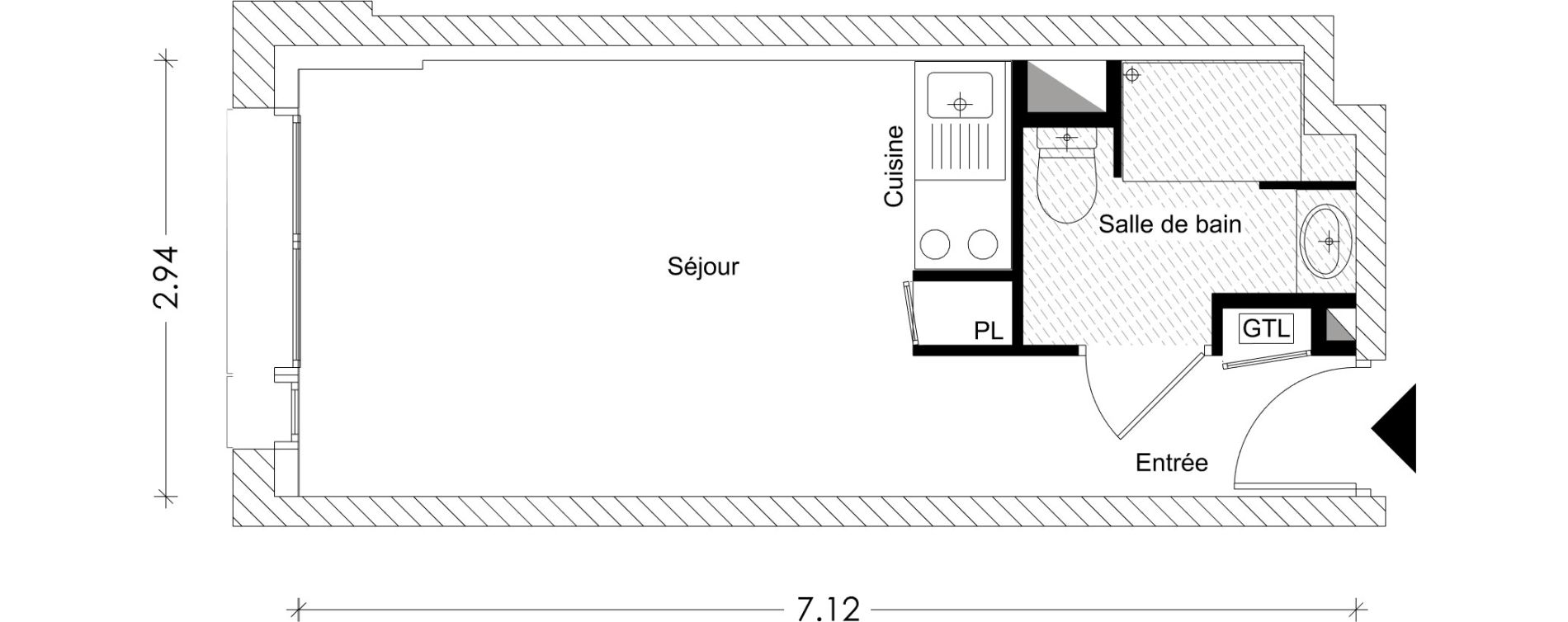 Appartement T1 de 19,68 m2 &agrave; Chamb&eacute;ry Montm&eacute;lian