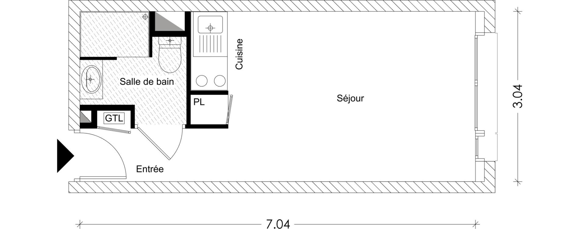 Appartement T1 de 20,68 m2 &agrave; Chamb&eacute;ry Montm&eacute;lian