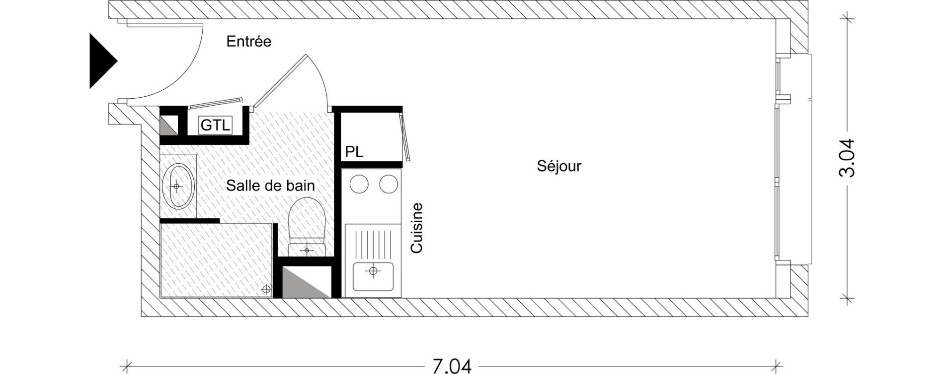 Appartement T1 de 19,65 m2 &agrave; Chamb&eacute;ry Montm&eacute;lian