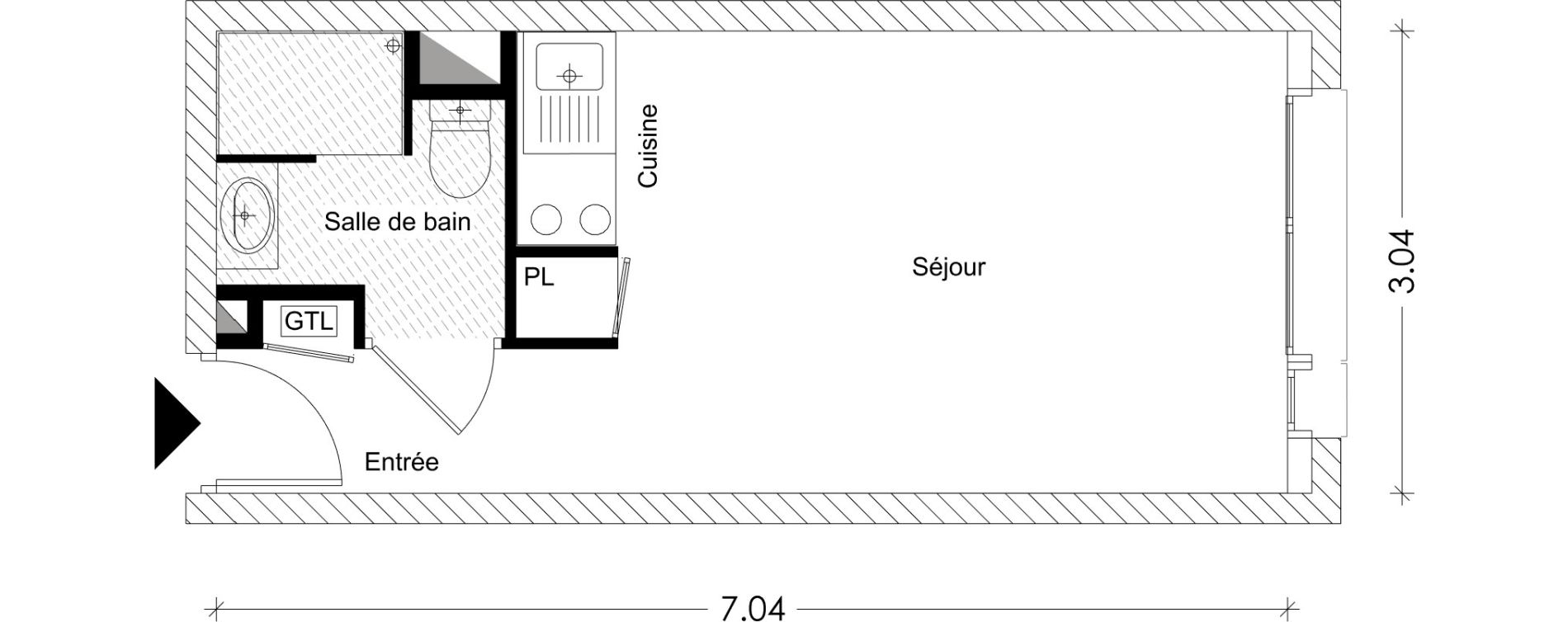 Appartement T1 de 20,68 m2 &agrave; Chamb&eacute;ry Montm&eacute;lian