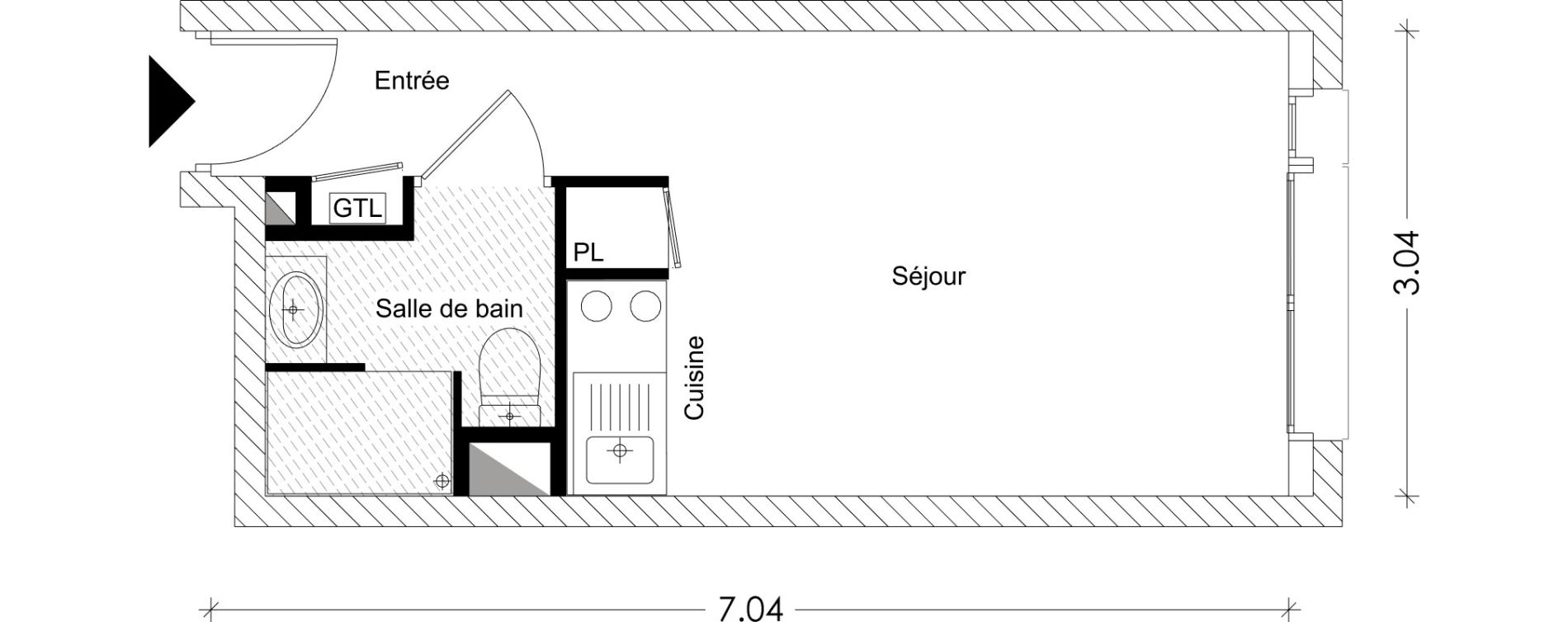 Appartement T1 de 19,65 m2 &agrave; Chamb&eacute;ry Montm&eacute;lian