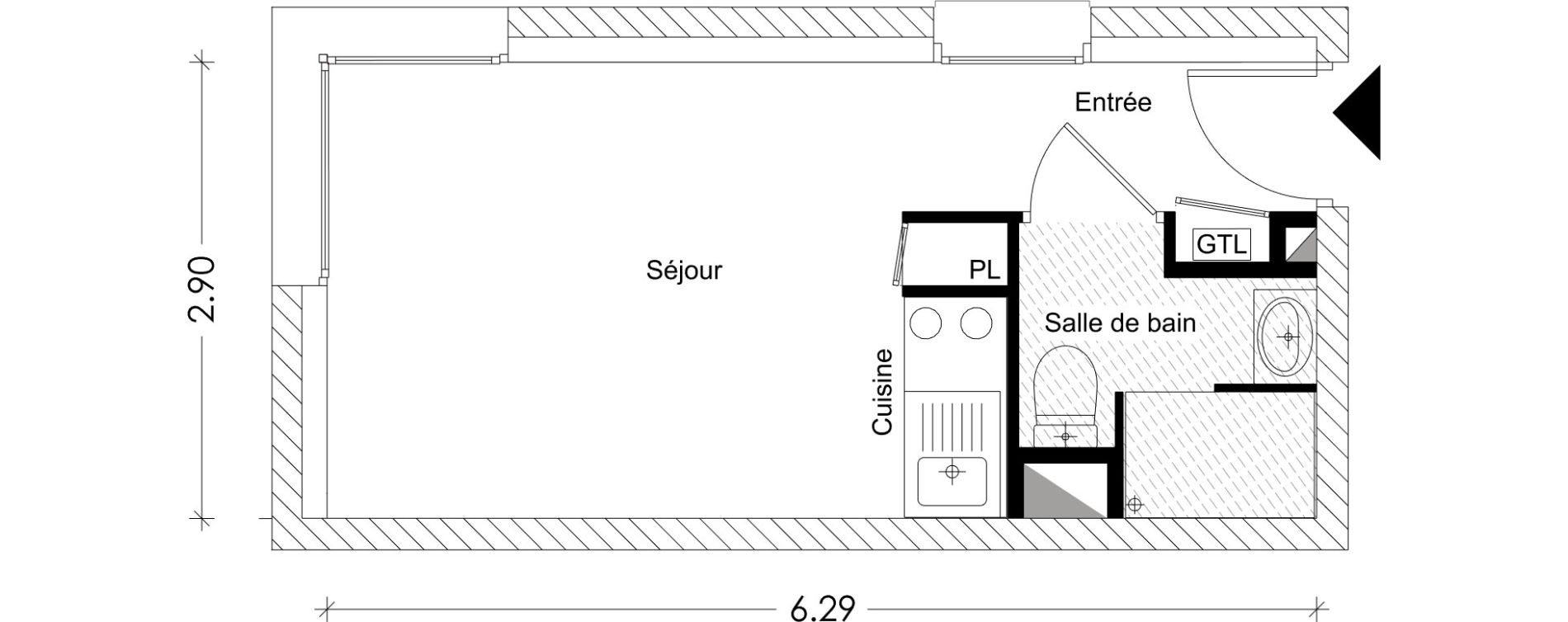 Appartement T1 de 17,25 m2 &agrave; Chamb&eacute;ry Montm&eacute;lian