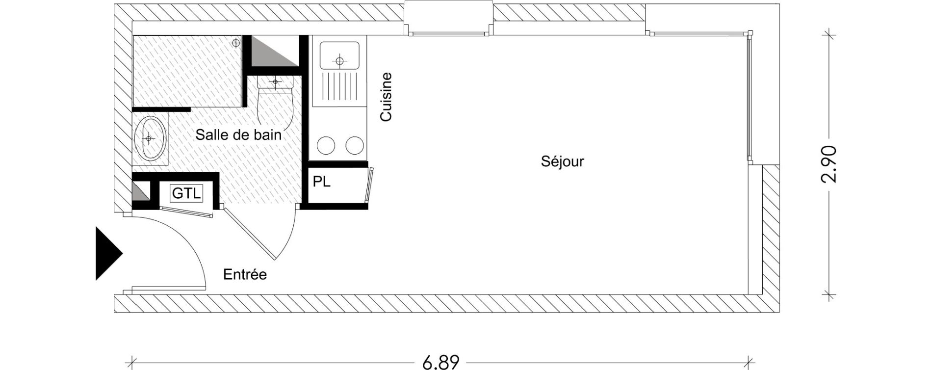 Appartement T1 de 18,96 m2 &agrave; Chamb&eacute;ry Montm&eacute;lian