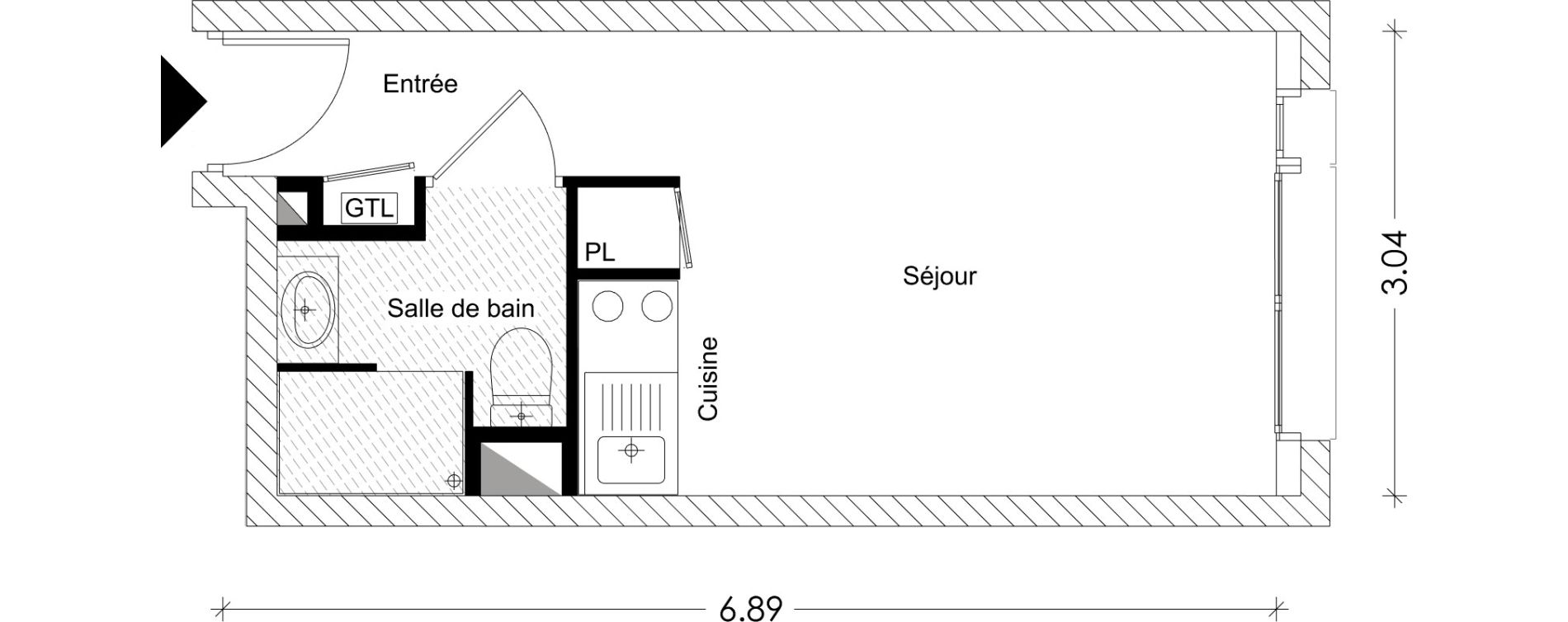 Appartement T1 de 19,19 m2 &agrave; Chamb&eacute;ry Montm&eacute;lian
