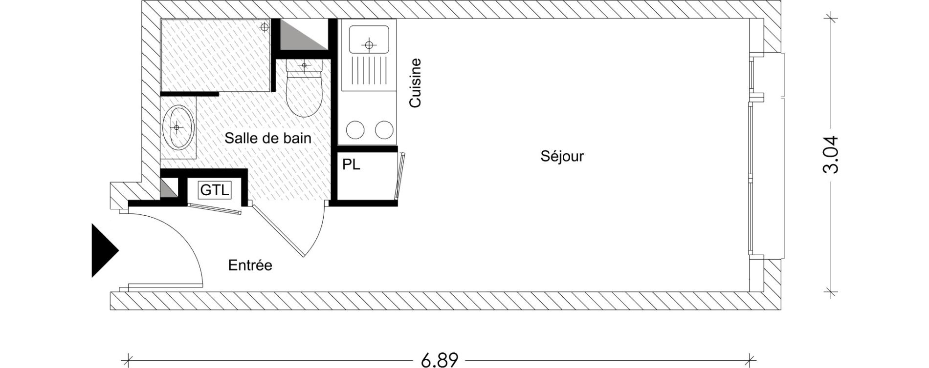 Appartement T1 de 19,19 m2 &agrave; Chamb&eacute;ry Montm&eacute;lian