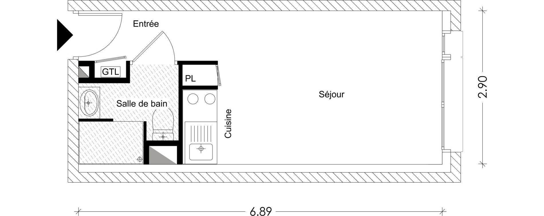 Appartement T1 de 19,03 m2 &agrave; Chamb&eacute;ry Montm&eacute;lian