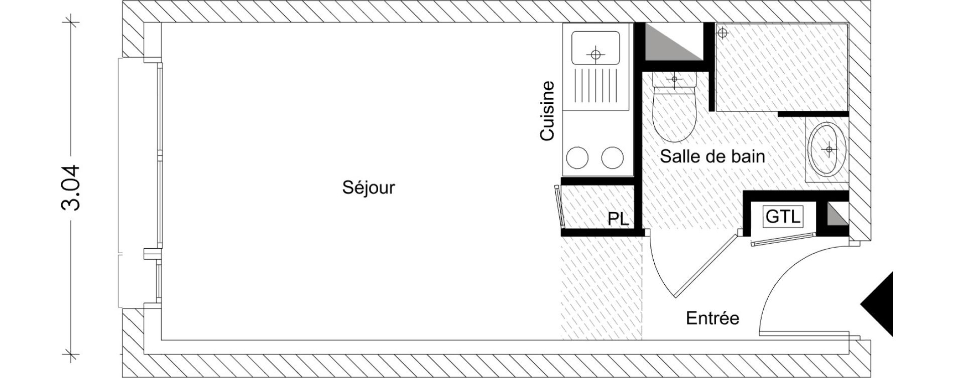 Appartement T1 de 17,30 m2 &agrave; Chamb&eacute;ry Montm&eacute;lian
