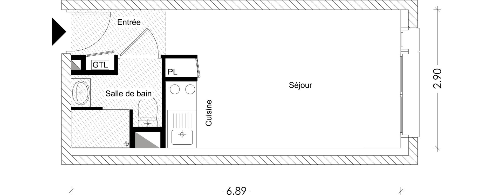 Appartement T1 de 19,03 m2 &agrave; Chamb&eacute;ry Montm&eacute;lian