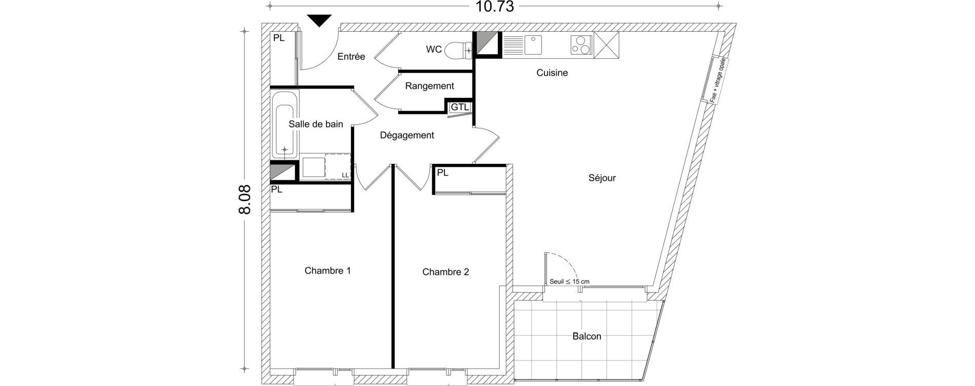 Appartement T3 de 68,51 m2 &agrave; Chamb&eacute;ry Montm&eacute;lian