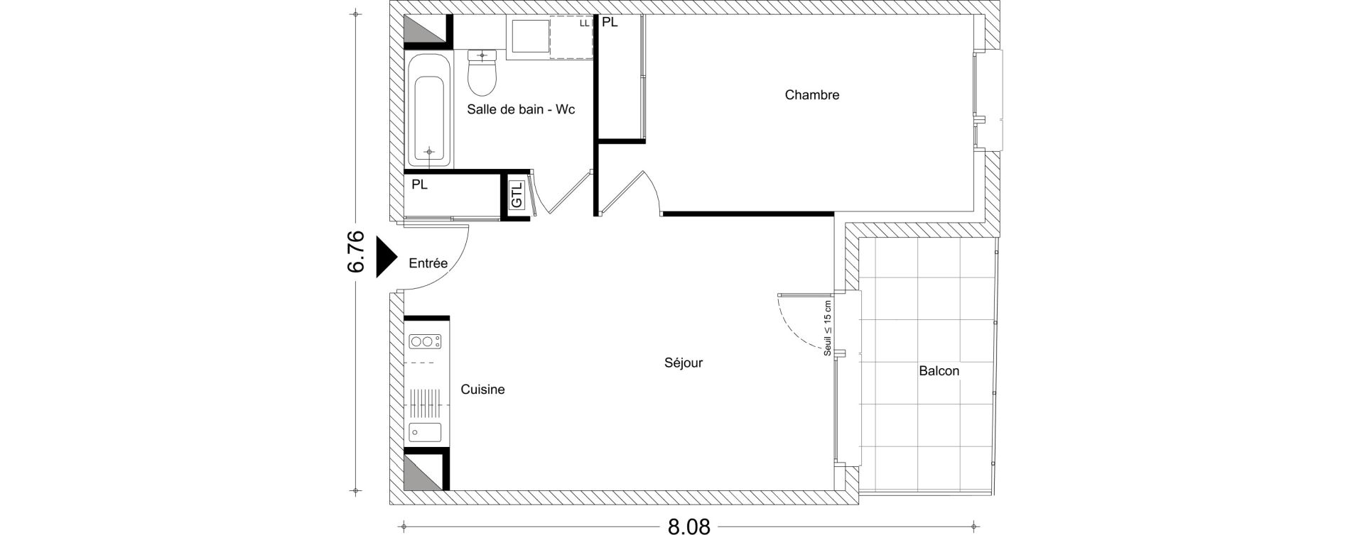Appartement T2 de 45,08 m2 &agrave; Chamb&eacute;ry Montm&eacute;lian