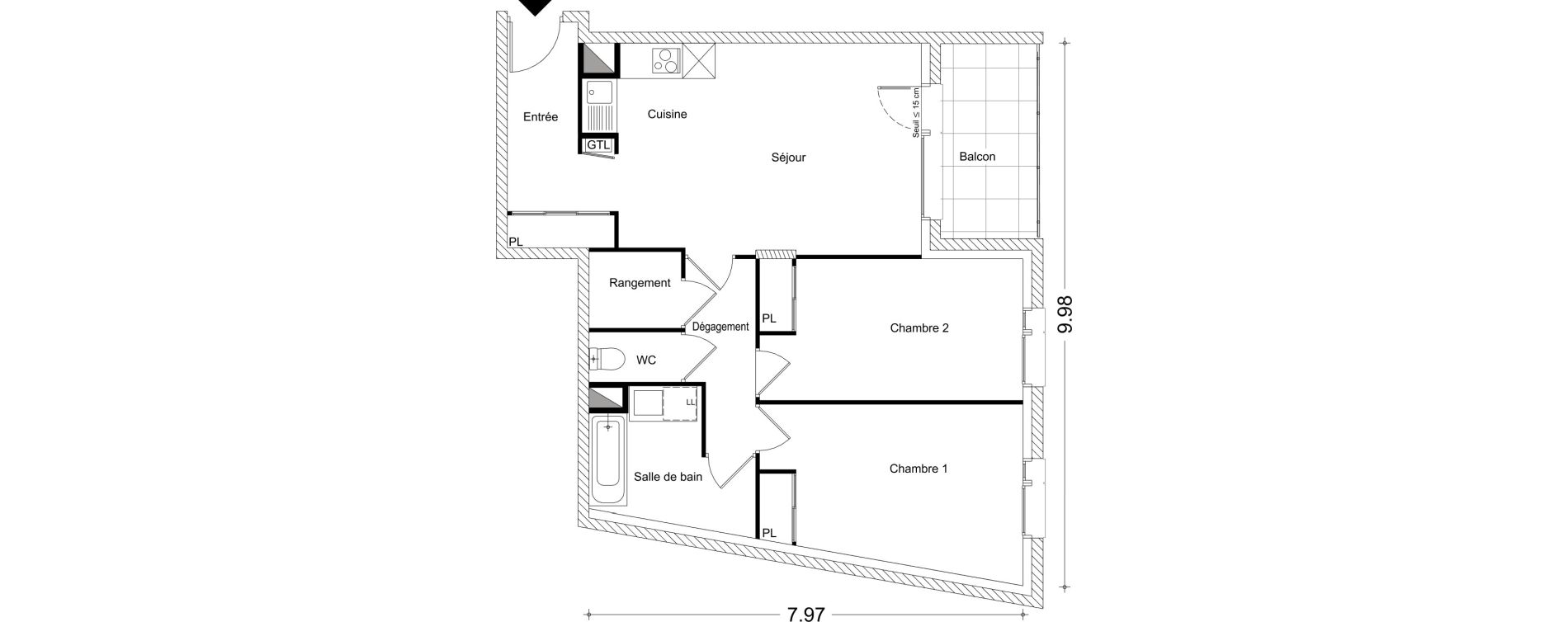 Appartement T3 de 69,33 m2 &agrave; Chamb&eacute;ry Montm&eacute;lian