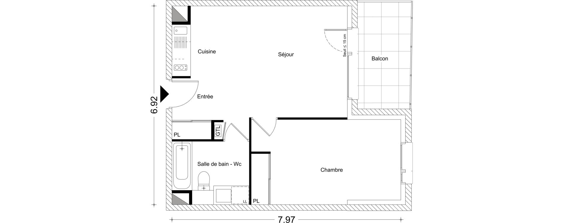 Appartement T2 de 45,68 m2 &agrave; Chamb&eacute;ry Montm&eacute;lian