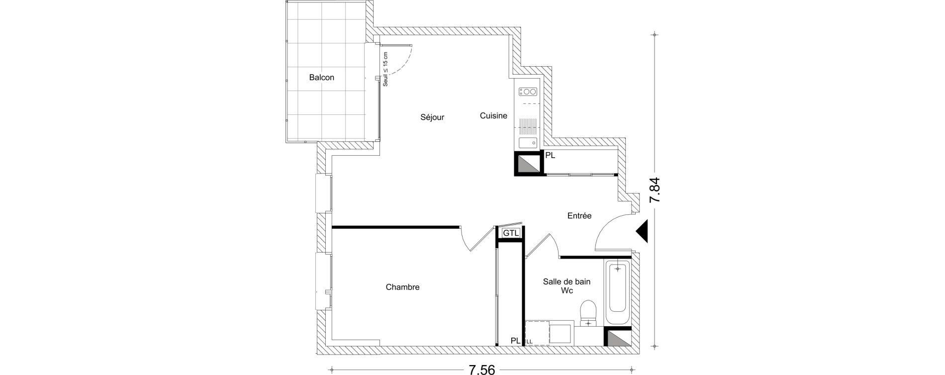Appartement T2 de 45,63 m2 &agrave; Chamb&eacute;ry Montm&eacute;lian