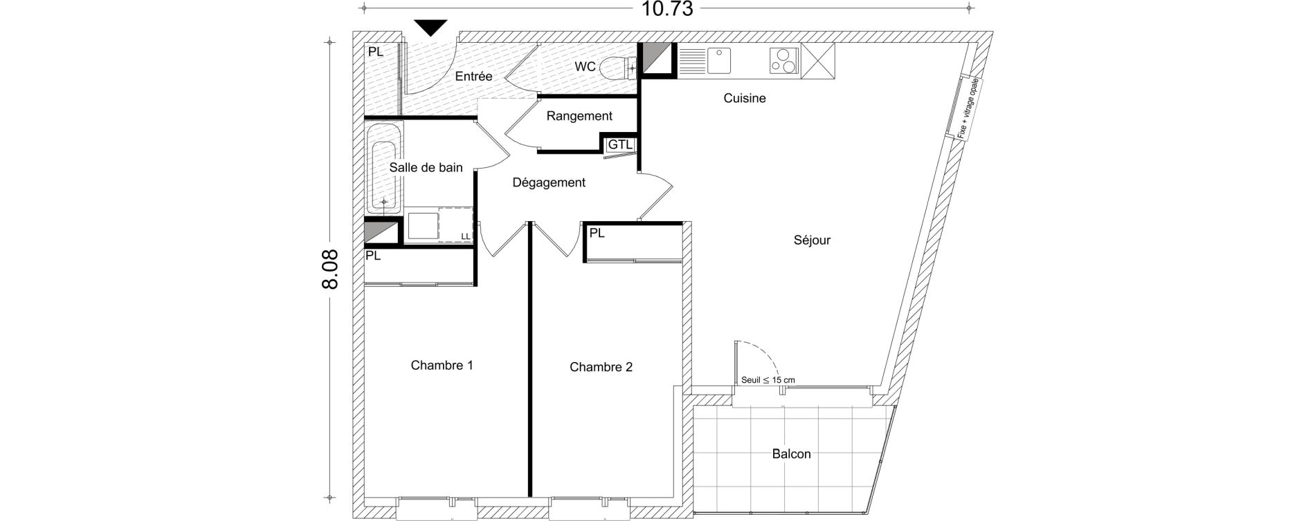 Appartement T3 de 68,51 m2 &agrave; Chamb&eacute;ry Montm&eacute;lian
