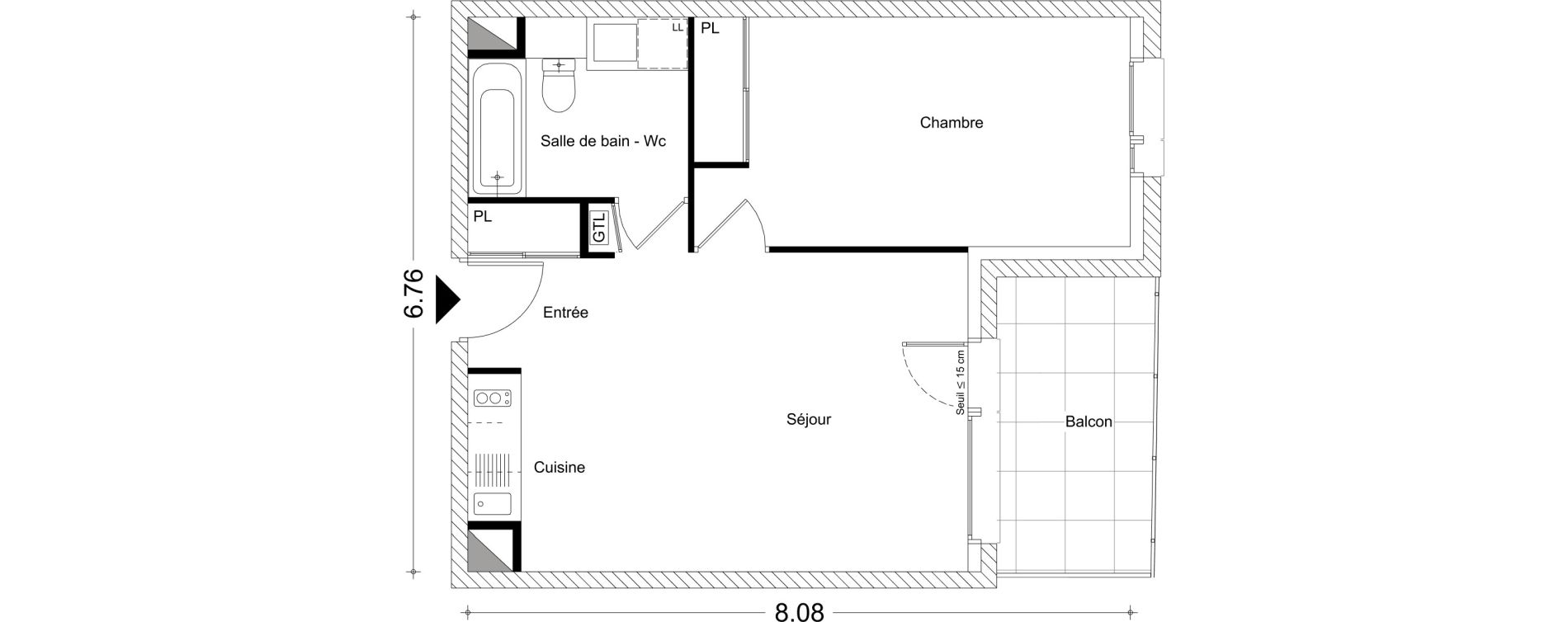 Appartement T2 de 45,08 m2 &agrave; Chamb&eacute;ry Montm&eacute;lian