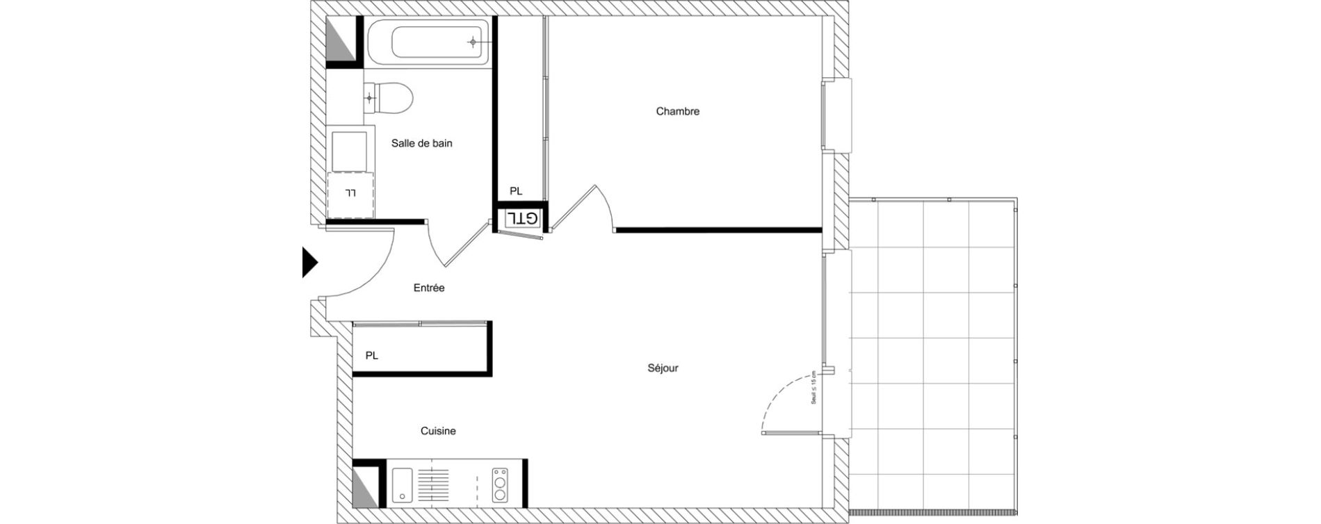 Appartement T2 de 40,14 m2 &agrave; Chamb&eacute;ry Montm&eacute;lian