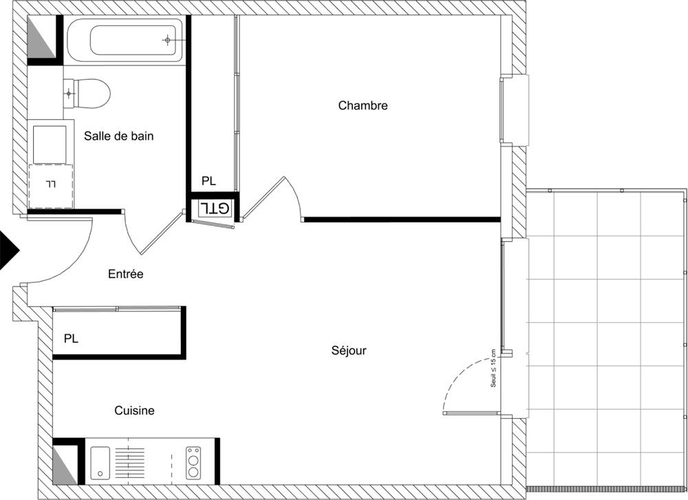 Plan Appartement T2 De 40 14 M² Neuf Résidence « Parc Perosa à Chambéry