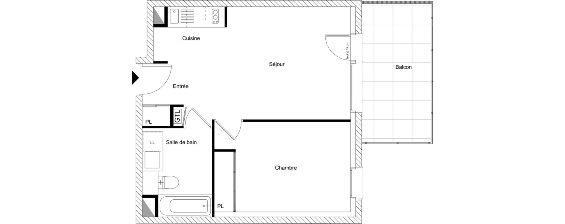 Appartement T2 de 40,54 m2 &agrave; Chamb&eacute;ry Montm&eacute;lian