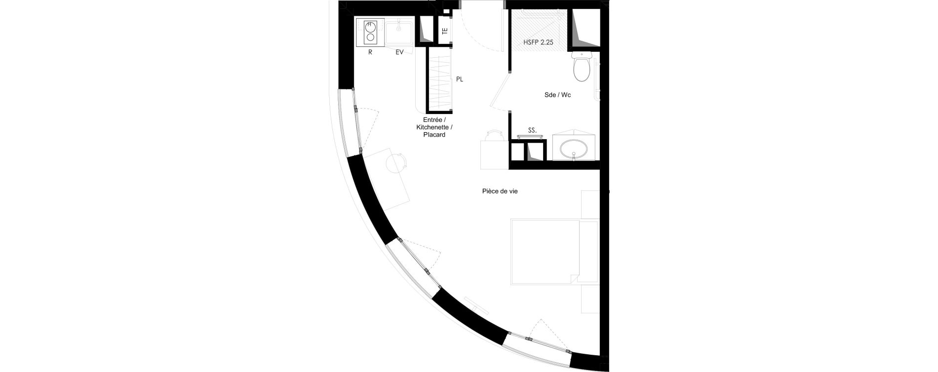 Appartement T1 meubl&eacute; de 29,24 m2 &agrave; Chamb&eacute;ry La cassine