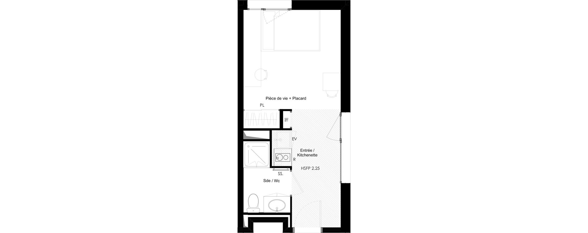 Appartement T1 meubl&eacute; de 22,68 m2 &agrave; Chamb&eacute;ry La cassine