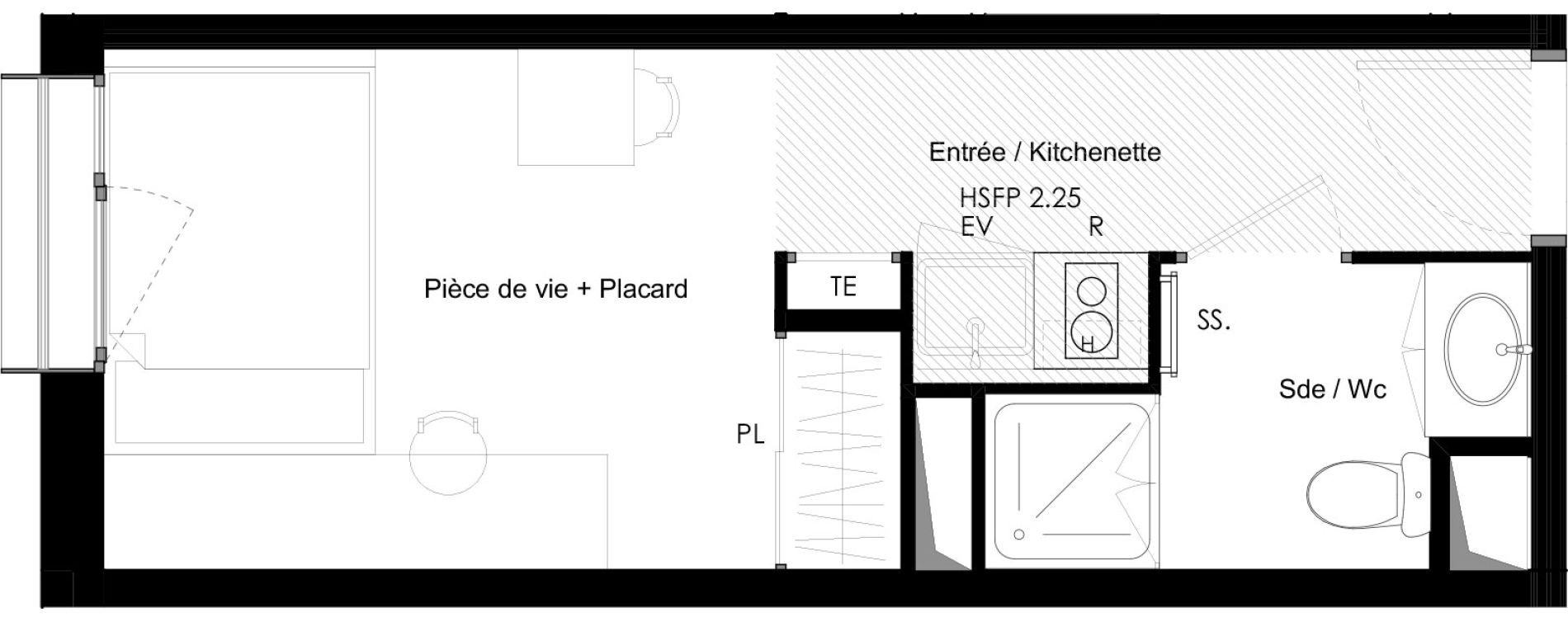 Appartement T1 meubl&eacute; de 18,60 m2 &agrave; Chamb&eacute;ry La cassine