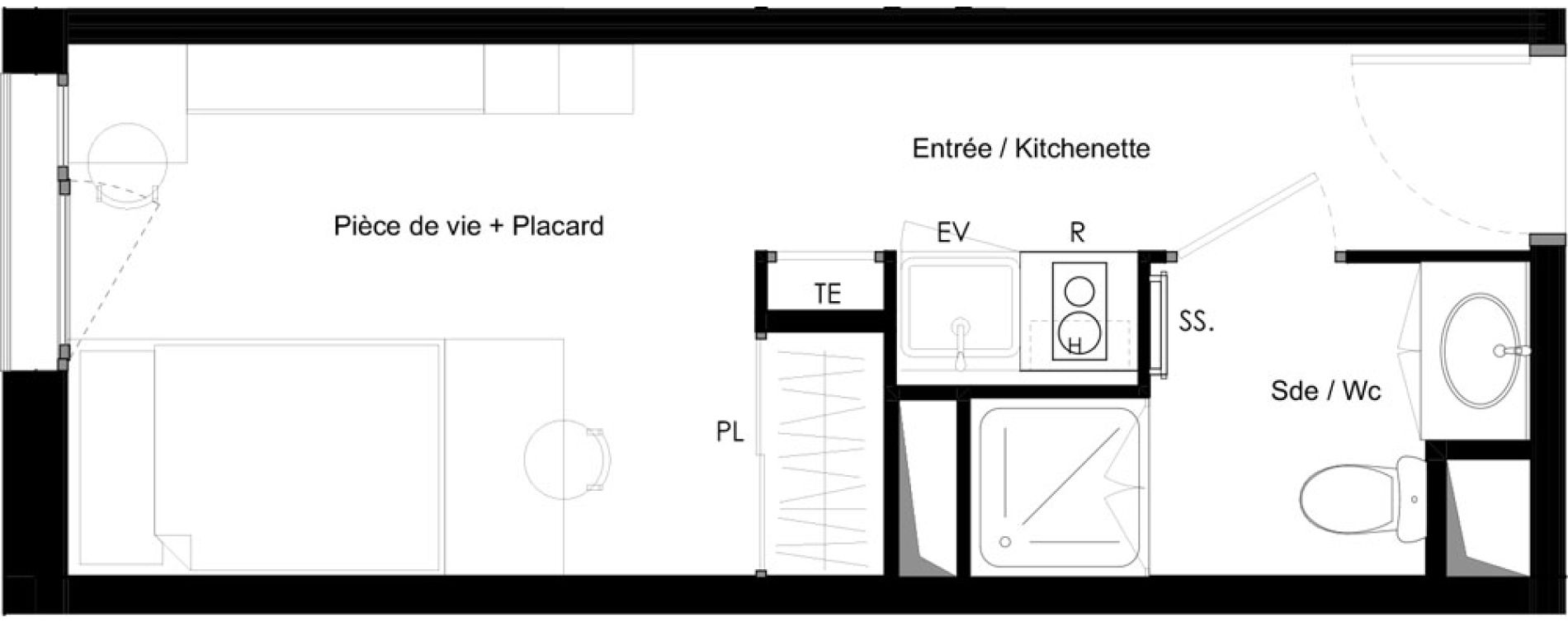 Appartement T1 meubl&eacute; de 18,56 m2 &agrave; Chamb&eacute;ry La cassine