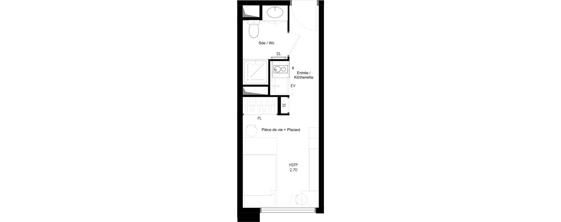 Appartement T1 meubl&eacute; de 18,10 m2 &agrave; Chamb&eacute;ry La cassine