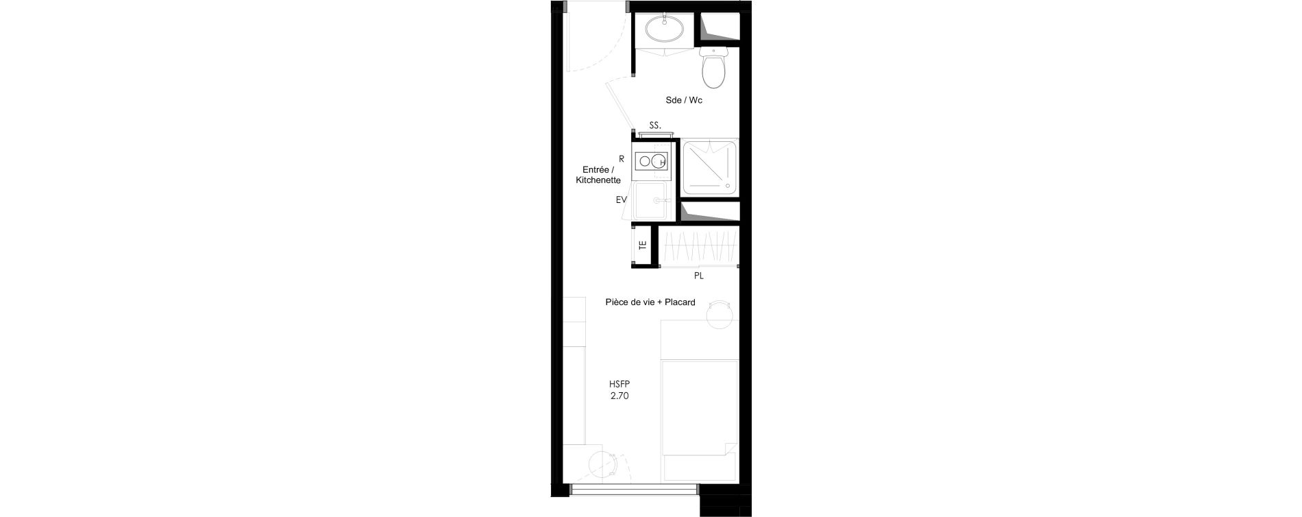 Appartement T1 meubl&eacute; de 18,10 m2 &agrave; Chamb&eacute;ry La cassine
