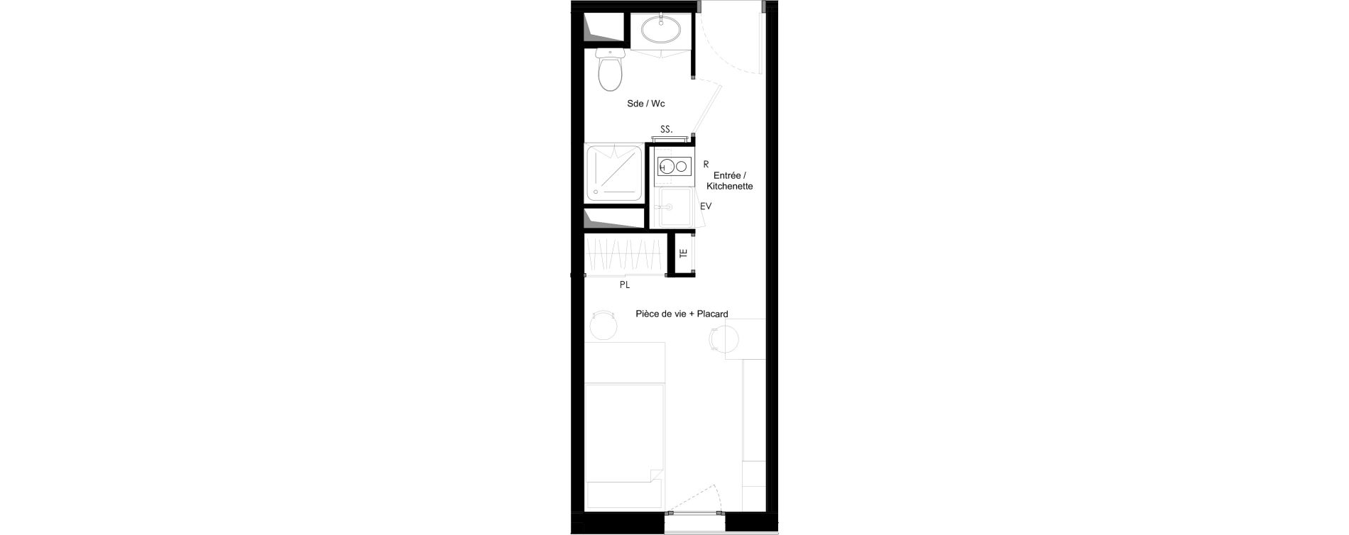 Appartement T1 meubl&eacute; de 18,56 m2 &agrave; Chamb&eacute;ry La cassine