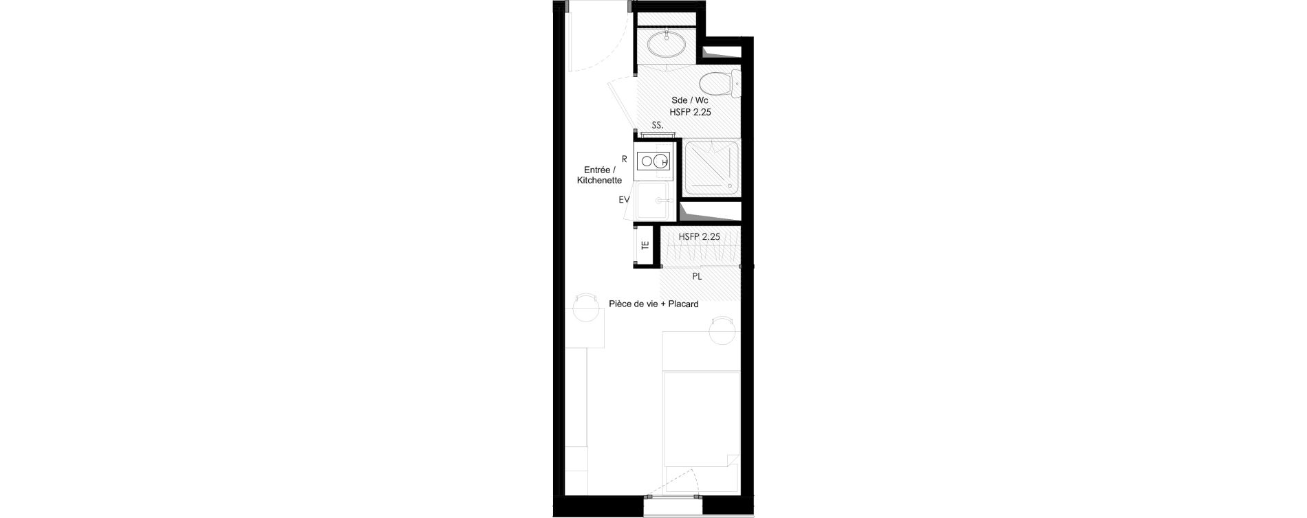 Appartement T1 meubl&eacute; de 18,14 m2 &agrave; Chamb&eacute;ry La cassine