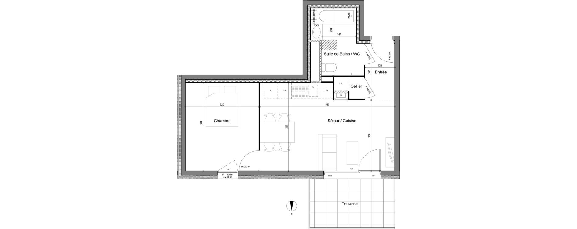 Appartement T2 de 42,62 m2 &agrave; Chamb&eacute;ry Merande