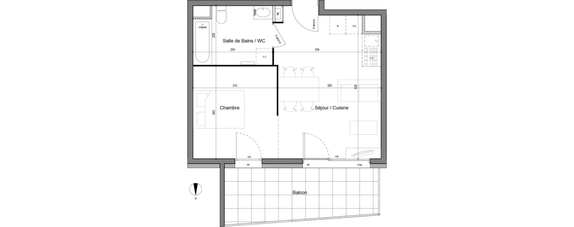 Appartement T1 de 37,25 m2 &agrave; Chamb&eacute;ry Merande