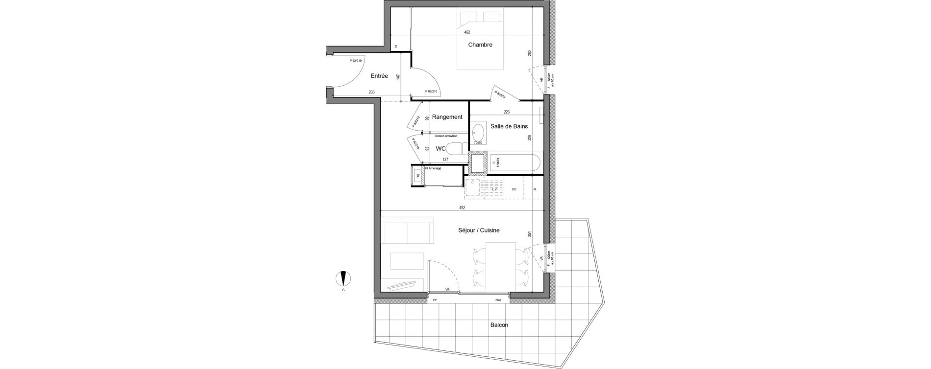 Appartement T2 de 42,42 m2 &agrave; Chamb&eacute;ry Merande