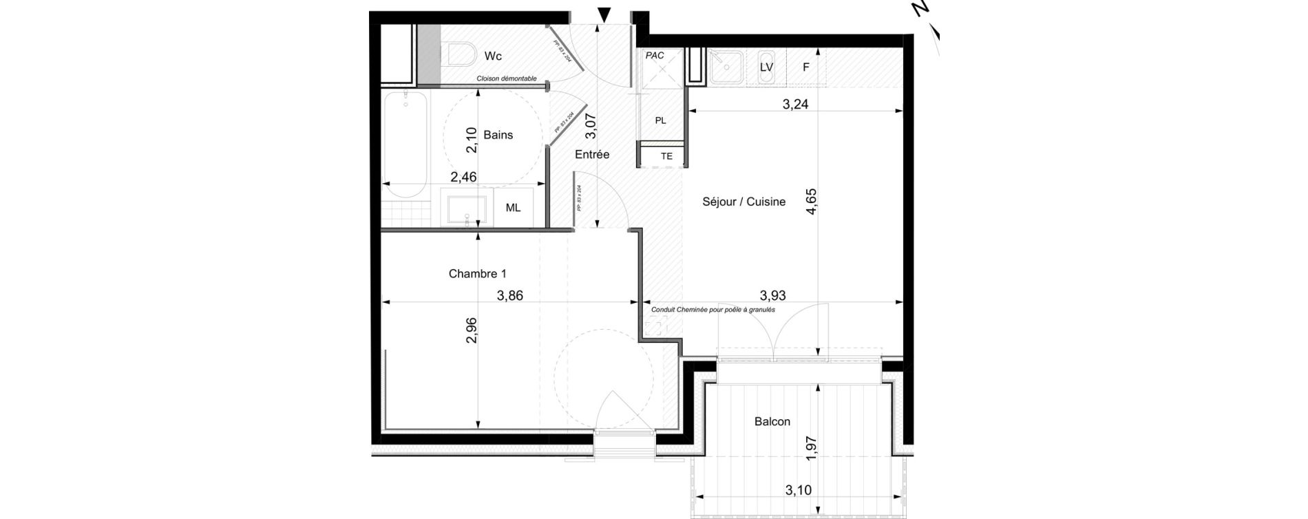 Appartement T2 de 40,89 m2 &agrave; Champagny-En-Vanoise Centre