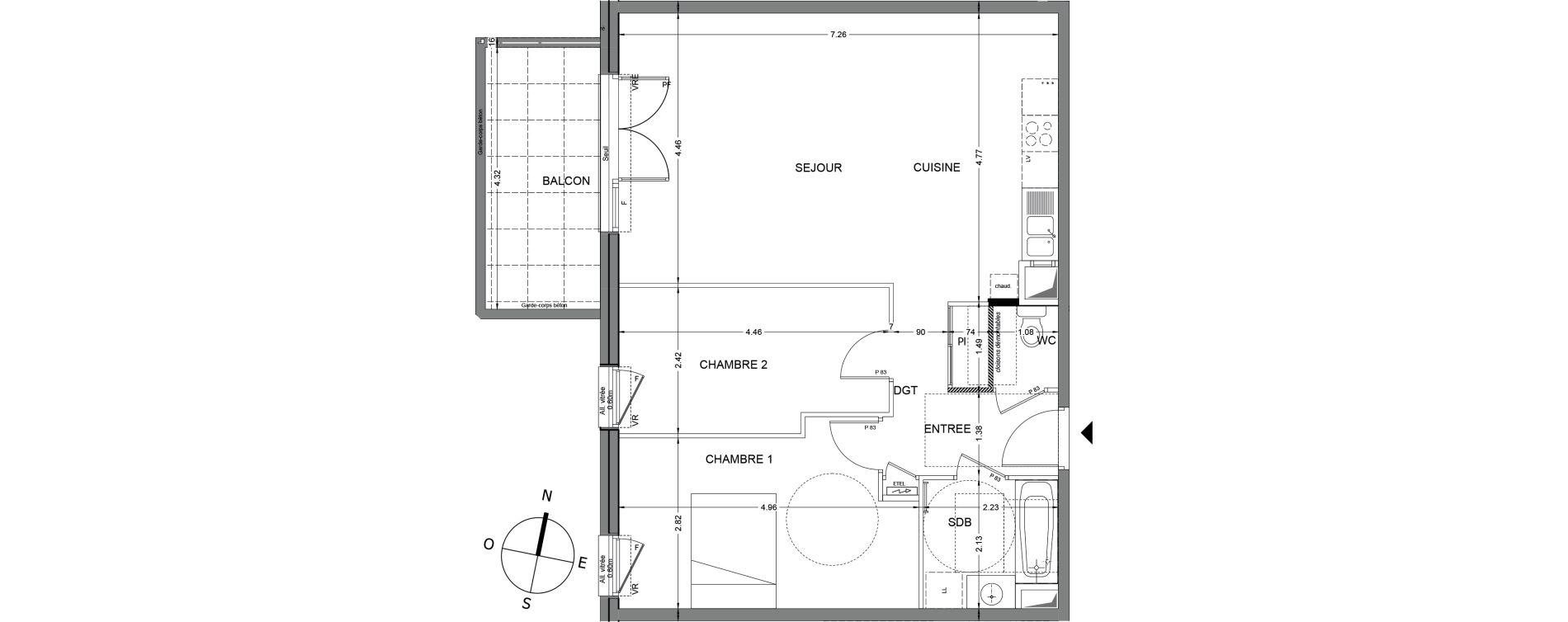 Appartement T3 de 68,73 m2 &agrave; Chindrieux Centre