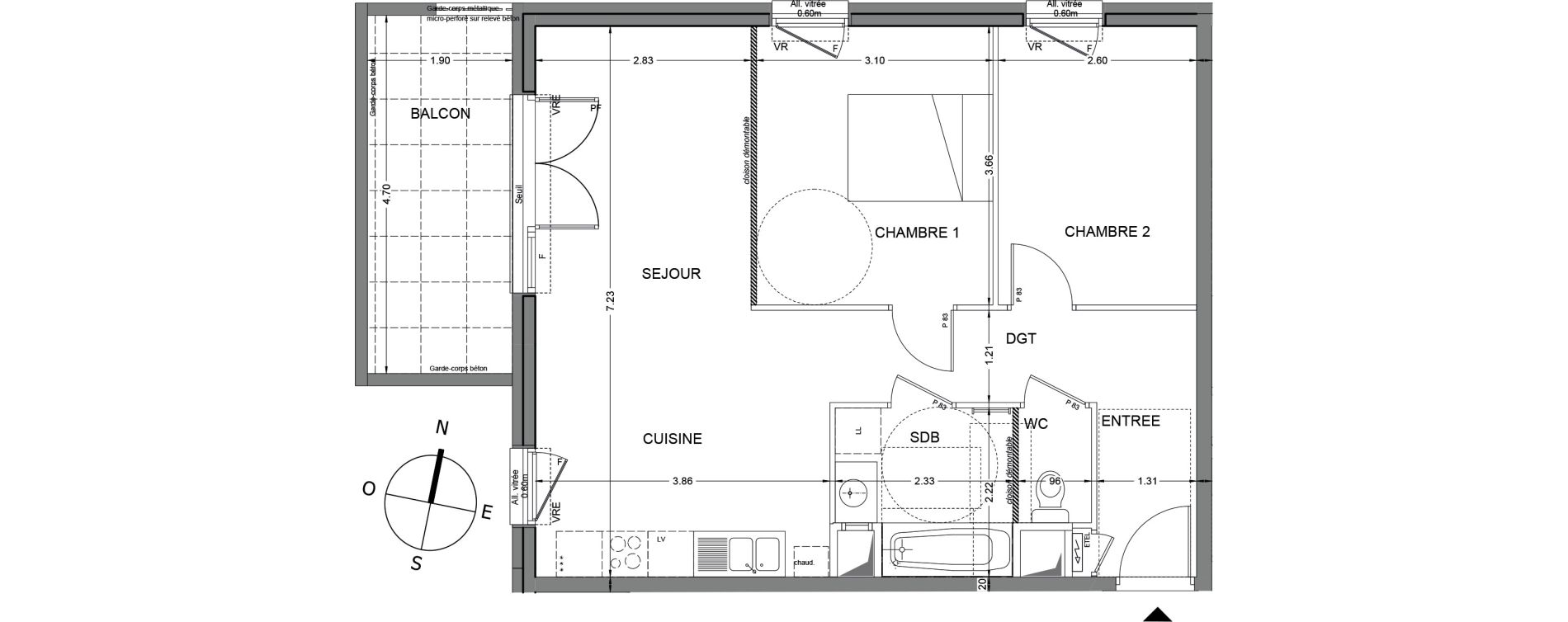 Appartement T3 de 59,76 m2 &agrave; Chindrieux Centre