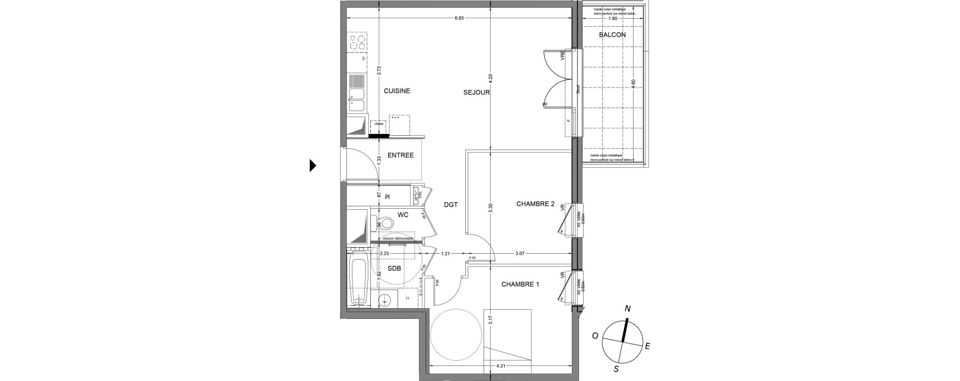 Appartement T3 de 64,06 m2 &agrave; Chindrieux Centre