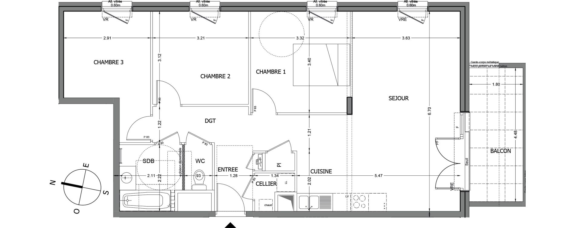 Appartement T4 de 78,09 m2 &agrave; Chindrieux Centre